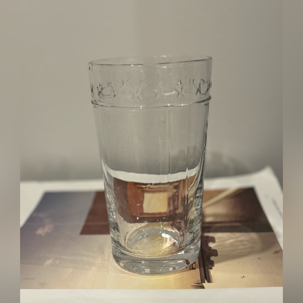 Hearth & Hand w/Magnolia “X” Pattern Clear 14oz Drinking Glasse